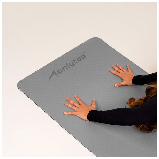Коврик для фитнеса и йоги ONLYTOP, нескользящий, 183×61×0.6 см, цвет серый/чёрный