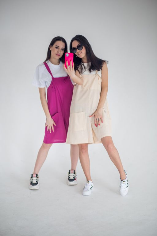 ЛЁН 100% комфортный омбинезон Кэри цвет фуксия - Knitka wear фото 5