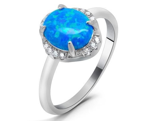 Кольцо из серебра опал синий, МОВ0306