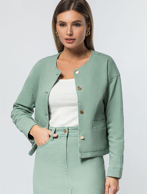 VILATTE / Куртка-жакет из эластичного денима фото 13