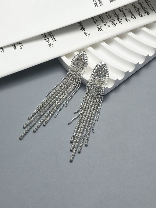 Серьги висячие со стразами Вечное сияние медуза, белые в серебре