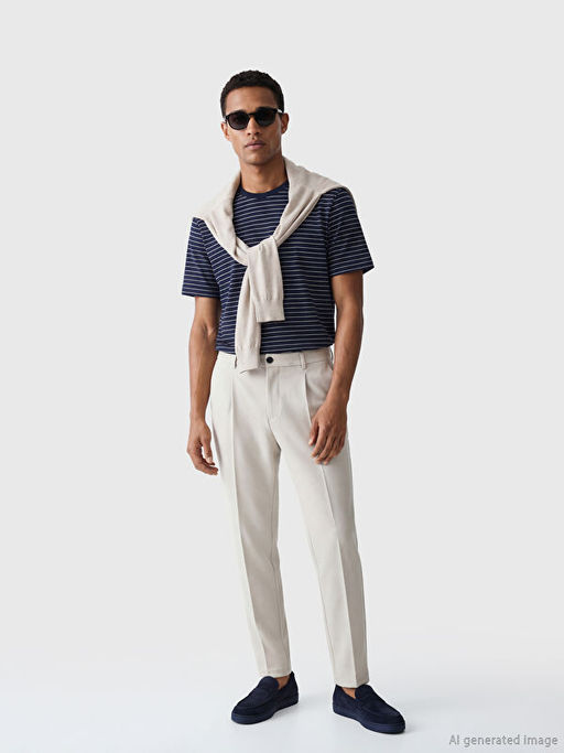 Bisiklet Yaka ?izgili Erkek Ti??rt