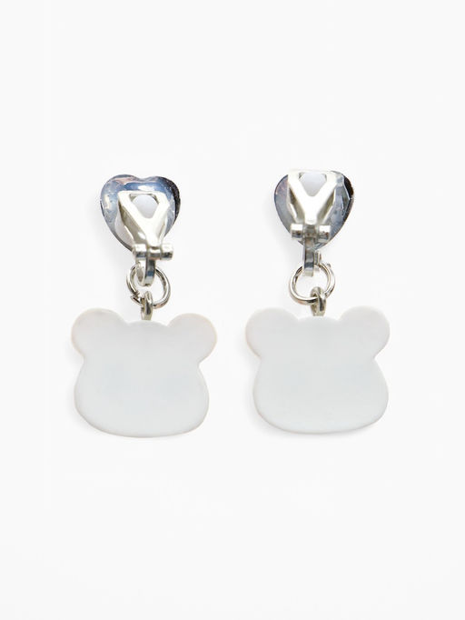 Цена за 2 шт. Серьги-клипсы детские «Выбражулька» панда с сердцем кристалл, цветные