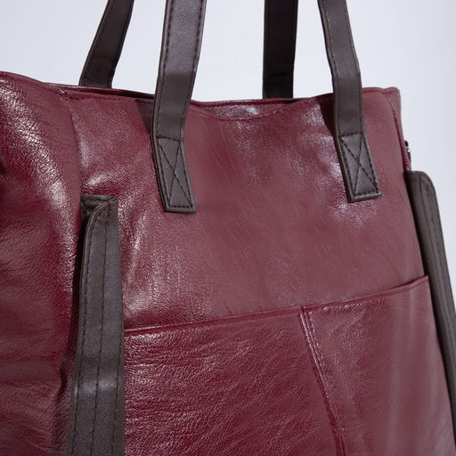 Сумка-шопер на молнии, цвет бордовый - Simaland фото 4