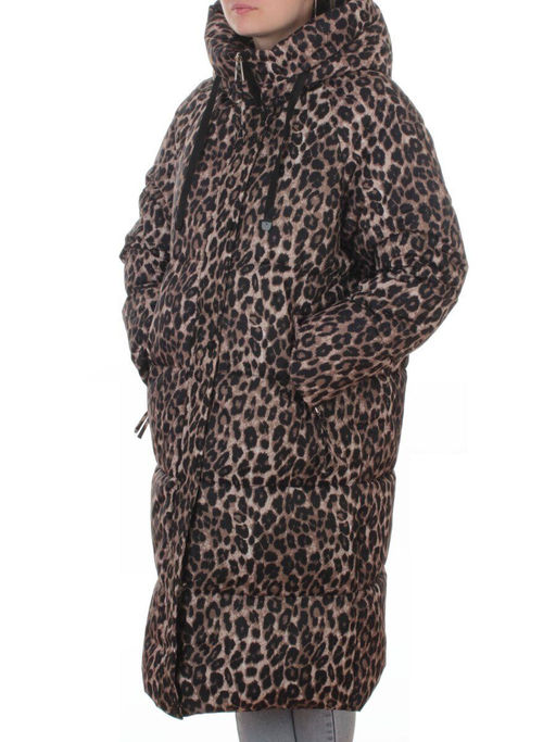 24-801 BROWN/LEOPARD Пальто зимнее женское (200 гр. холлофайбер) - Fashion фото 5