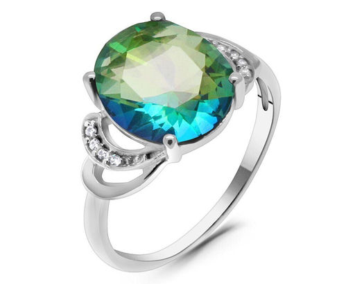 Кольцо из серебра мистик кварц синий, Техас