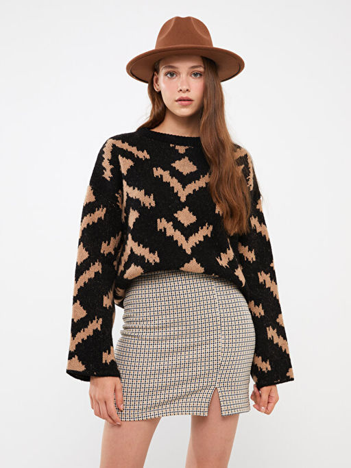 Ekstra Dar Fit Desenli Kad?n T?p Etek