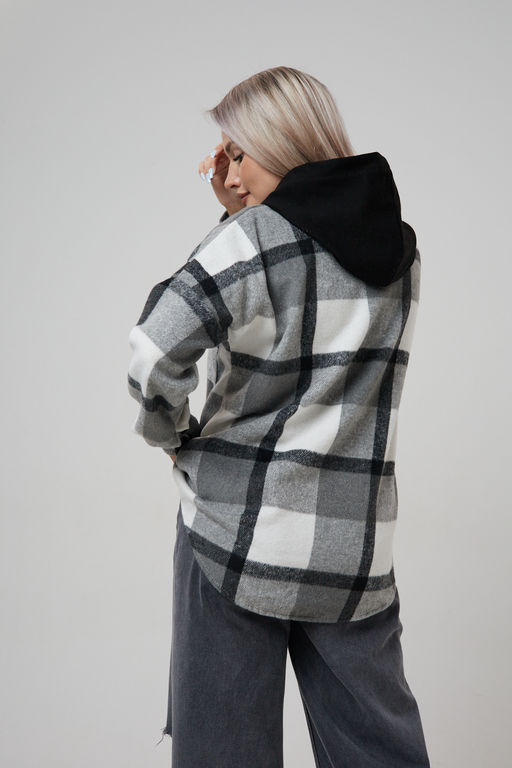 Рубашка женская в клетку с капюшоном РЖКК-01