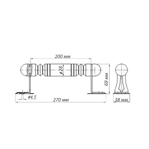 Ручка-скоба РС200-ТР-S, оксид