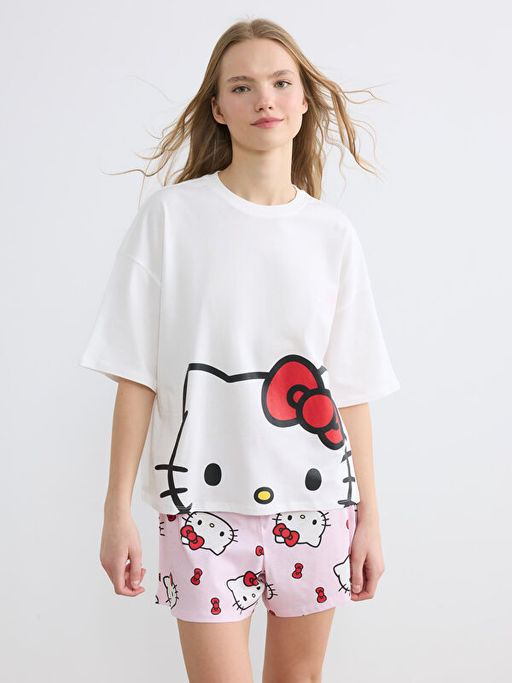 Hello Kitty Bask?l? Kad?n ?ortlu Pijama Tak?m?