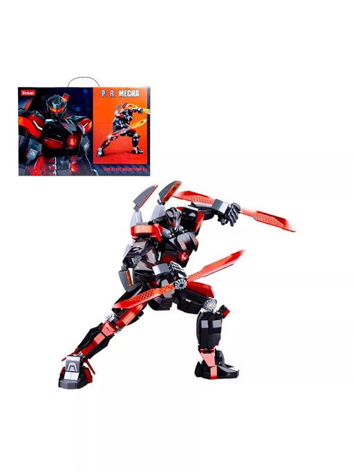 Конструктор SLUBAN 585 дет. "Боевой робот MECHA" (M38-B1120) в собр. виде 25,6*12,7*8,4см, гнутся руки и ноги, меняется оружие, в коробке