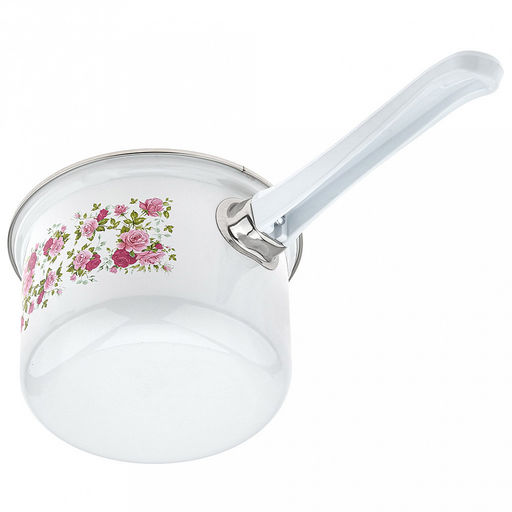 Китайская роза Ковш эмалированная 1,5л, форма цилиндрическая, металлическая крышка (Россия) - Домашняя мода фото 5