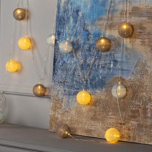 Гирлянда Нить 5 м с насадками Клубки небесные, IP20, прозрачная нить, 20 LED, свечение тёплое белое, 220 В - Luazon lighting фото 2