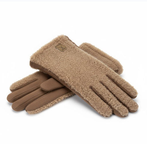 Комбинированные демисезонные женские перчатки, цвет коричневый - Greta фото 2