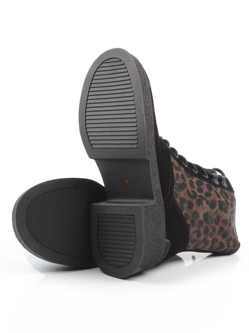 01-DMD-D269 BLACK/LEOPARD Ботинки демисезонные женские (натуральная кожа, байка)