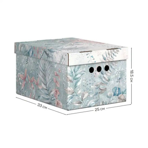 VAL BT-BCTN-BL-4S Короб картонный, складной, малый, 25*33*18.5 см, набор 4 шт., BOTANIC BLUE, шт