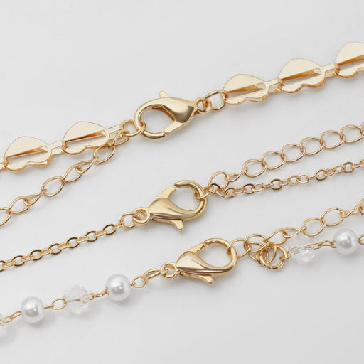 Чокер Трио сердца (набор 3 шт.), цвет бело-золотой, 32 см - Queen fair фото 3