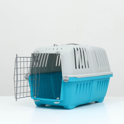 Переноска для животных пластиковая 47 х 30 х 35 см, вес до 9 кг, синяя - Пижон фото 7