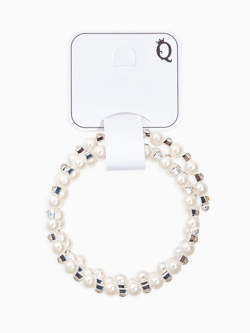 Браслет-пружинка Жемчужинка 3 ряда, шахматы, белый, d=6.5 см