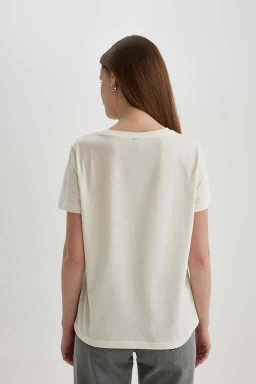 Футболка стандартного кроя с круглым вырезом и короткими рукавами с принтом - Defacto фото 6