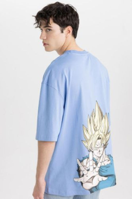 Dragon Ball Loose Fit Bisiklet Yaka S?rt Bask?l? K?sa Kollu Tisort