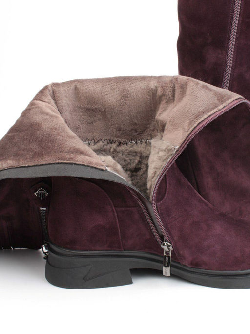 02-FJ632-2M BURGUNDY Сапоги зимние женские (натуральная замша, натуральный мех) - Фабричный китай фото 4
