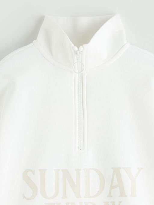 Dik Yaka K?z ?ocuk Kal?n Sweatshirt