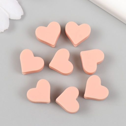 Цена за 8 шт. Бусина силикон Сердечко пепельно-розовая d=1,4 см - Арт узор фото 2