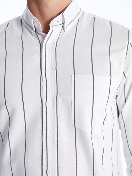 Regular Fit Uzun Kollu ?izgili Erkek G?mlek