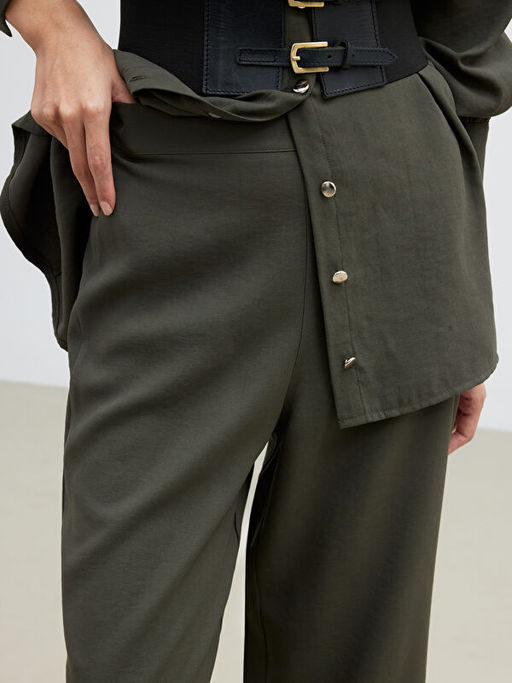 Modal Kar???ml? Geni? Pa?a Kad?n Pantolon