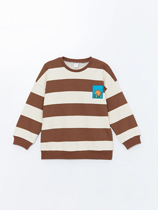 Bisiklet Yaka Bask?l? Erkek Bebek Sweatshirt