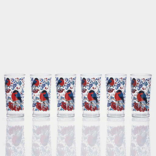 Набор стаканов новогодний «Снегири на рябине», 230 мл, 6 шт., стекло