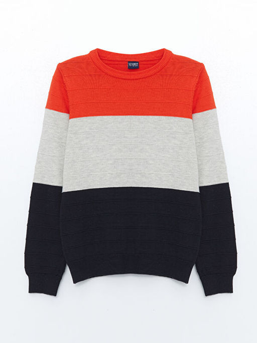 Bisiklet Yaka Dokulu Erkek ?ocuk Triko Kazak