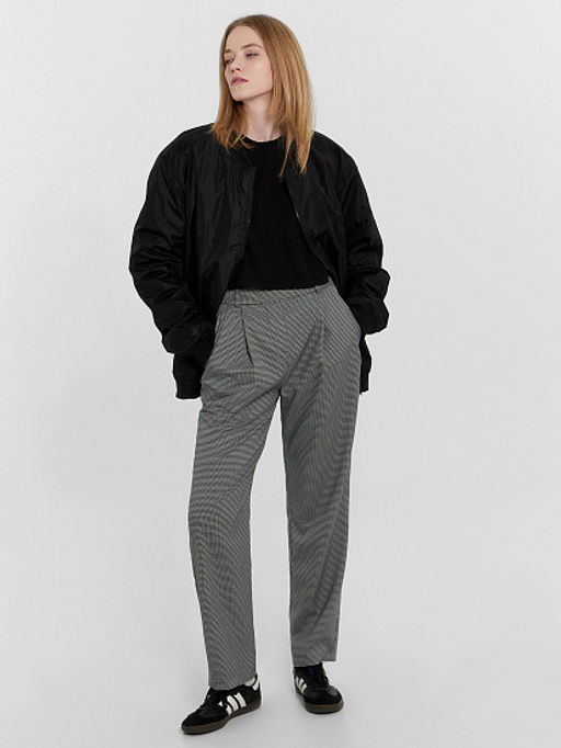 Брюки женские серые с паттерном "мелкая гусиная лапка" мелкая гусиная лапка 182517-1