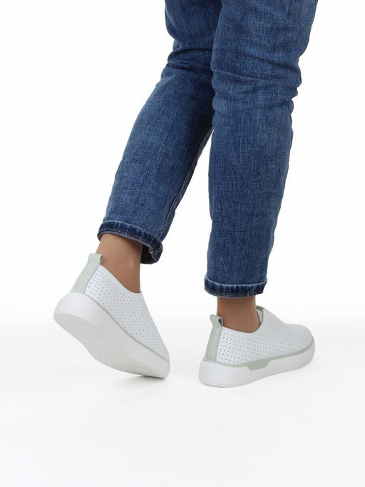 06-YE297-2 WHITE/OLIVE Туфли летние женские (натуральная кожа)