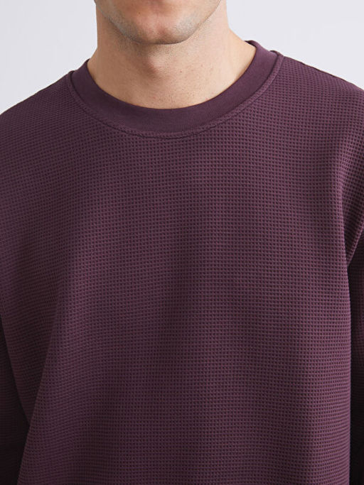 Bisiklet Yaka Dokulu Erkek Sweatshirt