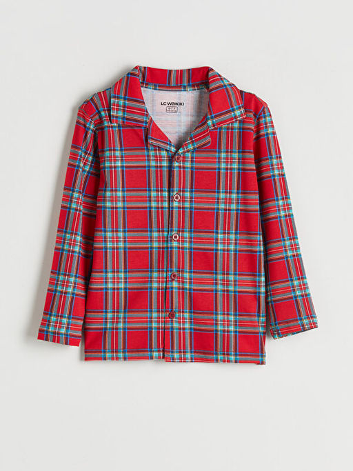 G?mlek Yaka Ekose Erkek ?ocuk Pijama Tak?m?