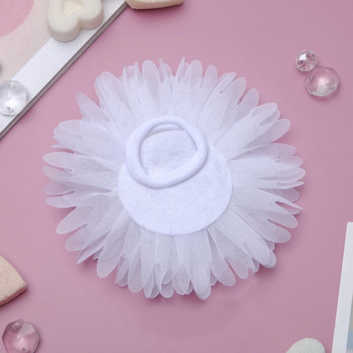 Цена за 6 шт. Бант для волос на резинке «Школьница», розочка, d=10 см, белый