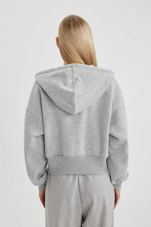 Толстовка на молнии с капюшоном и принтом Cool Oversize - Defacto фото 9