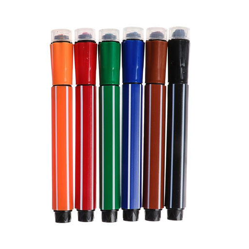 Фломастеры 6 цветов «Полоски», толстые, в блистерной упаковке, вентилируемый колпачок