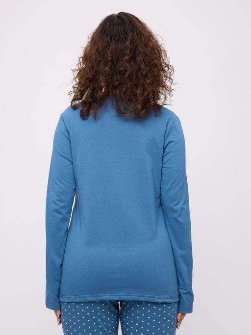 Лонгслив женский из кулирки синий тудей