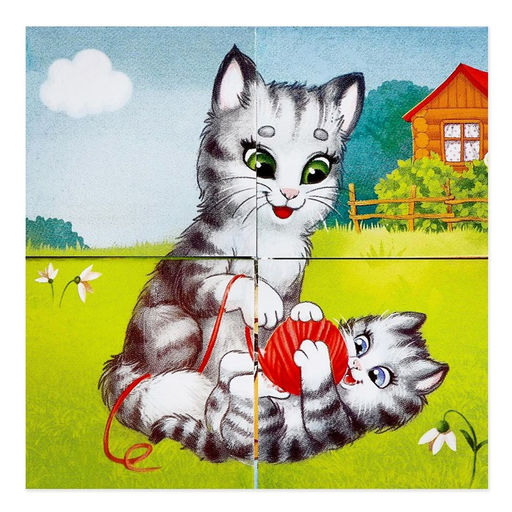 Цена за 2 шт. Кубики картонные «Мамы и дети», 4 шт., 3+