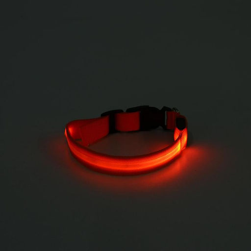 Ошейник с подсветкой размер XL, ОШ 52-60 х 2,5 см, 3 режима свечения оранжевый - Пижон фото 5