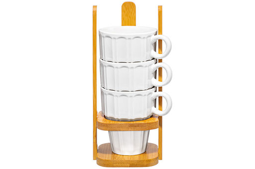 Набор 4 кружек 170 мл 10,5*8,5*21 см Ампир на бамбуковой подставке - Elan gallery фото 15