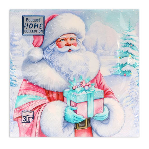 Цена за 2 шт. Салфетки новогодние бумажные Home Collection «Дедушка Мороз», 3 слоя, 33×33 см, 20 шт.