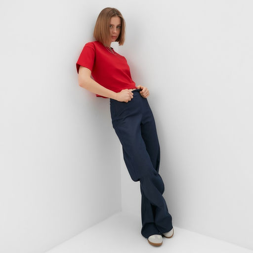 Футболка женская укороченная MINAKU OVERSIZE FIT, фуксия, размер 48 фото 3