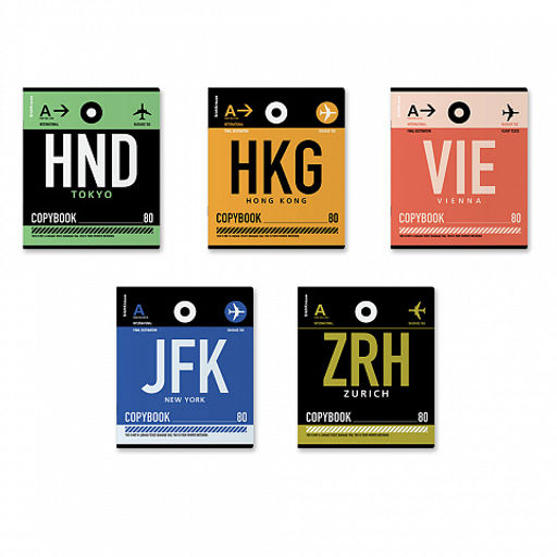 Цена за 5 шт. Тетрадь общая ученическая ErichKrause Багажные бирки, 80 листов, клетка_MIX-PACK фото 2