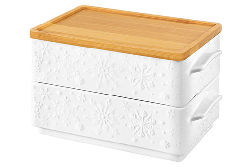 Набор 2 блюд д/холодца 800 мл 20,5*12,5*11,5 см Снежинки + бамбуковая крышка - Elan gallery фото 5