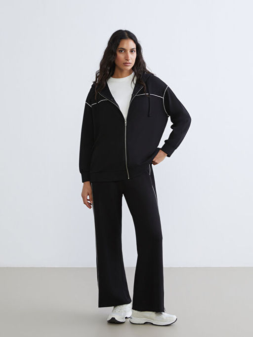 Kap??onlu Oversize Kad?n Fermuarl? Sweatshirt