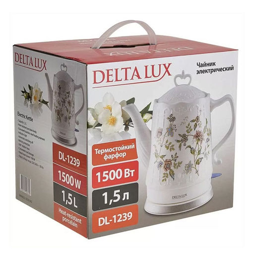 Чайник эл.DELTA LUX корпус из фарфора 1,5л "Цветы" 1500Вт арт. DL-1239